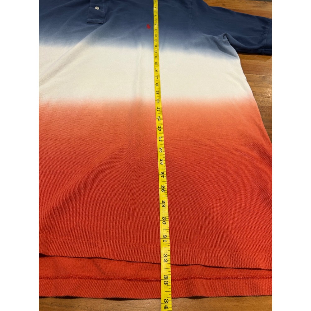 Polo Ralph Lauren Mens 3XLT Ombre Dip Dye Polo Shirt Blue White Red Big & Tall - Picture 6 of 8
